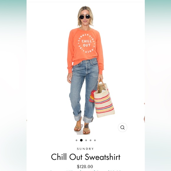 NEW Anthropologie Sundry Chill Out Crewneck Sweatshirt navy blue NWT MSRP $128 - Picture 6 of 9